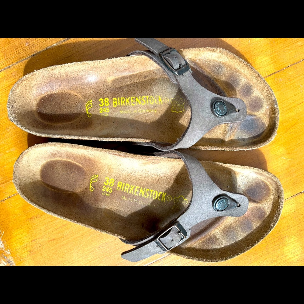 Rare Birkenstock taupe brown thong sandals 38